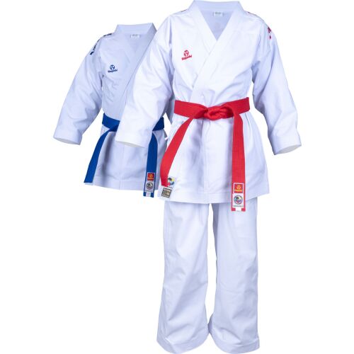 Hayashi Bunkai 2.0 Karate Gi szett, WKF jóváhagyott, fehér, 200 cm-es méret, piros és kék övekkel - Harcművészeti ruházat