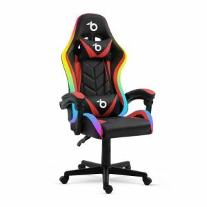 Gaming stolica Delight Bemada, crna i crvena, s RGB LED rasvjetom - Namještaj
