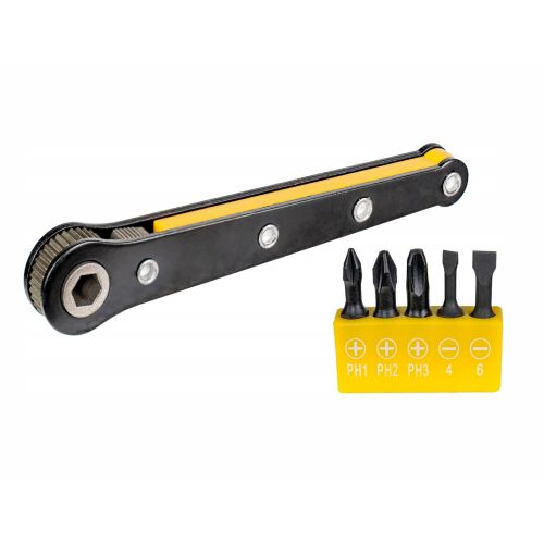 Topmaster 6 darabos bitkészlet racsnis fogantyúval, PH1, PH2, PH3, SL4 és SL6 csavarhúzó bitekkel