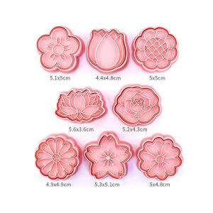 Virágmintás Műanyag Kekszformák - 8 db