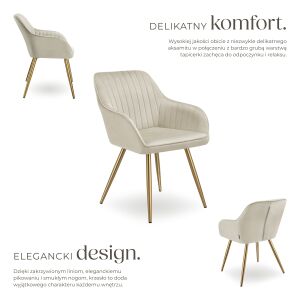 Stolička Marilyn, so zamatovým vzhľadom, prešívaná 119394900 - Jedálenská stolička