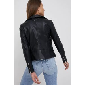 Jachetă neagră de motociclistă Armani Exchange pentru femei, vedere din spate - Îmbrăcăminte pentru femei