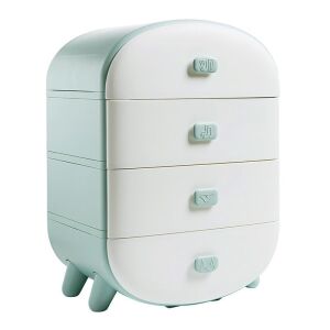 Weißer und grüner 4-Schubladen-Unterwäsche-Kommode - Nachttische
