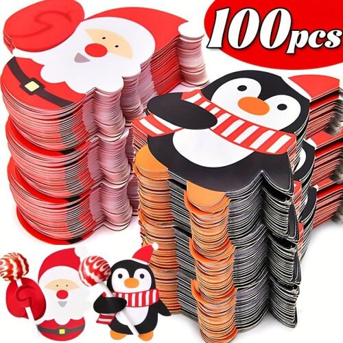 Set de 100 suporturi de acadele de Crăciun - cu modele de Moș Crăciun, pinguin și om de zăpadă 119398830