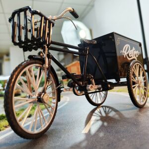 Maketa Retro Triciclu Clasic din Aliaj, Detalii Aurite 119402689 - Jocuri creative și de construcție