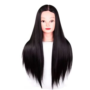 Promerco Professzionális fekete manökenfej 70 cm hosszú hajjal, frizurakészítési gyakorláshoz - Fodrász babafej
