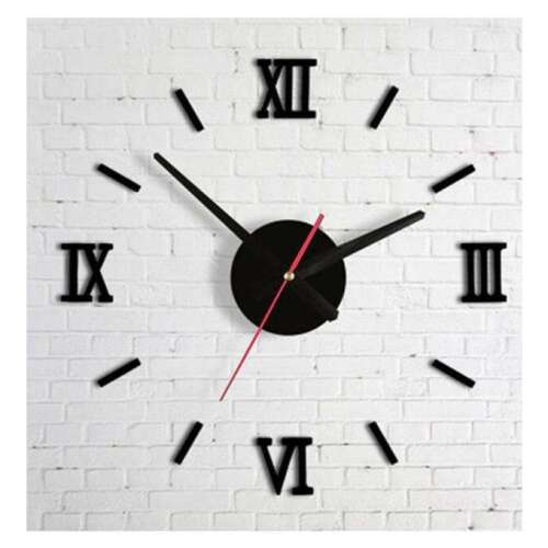DIY Ragasztható dizájn fali óra -  Fekete Római számokkal