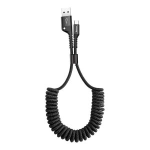 Baseus Spring USB-USB-C rugós kábel, fekete, 1 méter, 2A - Baseus