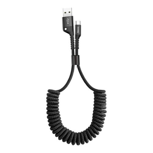 Baseus Spring USB-USB-C rugós kábel, fekete, 1 méter, 2A