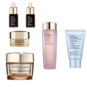 Zestaw do pielęgnacji skóry Estee Lauder Revitalizing Supreme+, 6-częściowy zestaw zawiera krem do twarzy, krem pod oczy, serum, oczyszczacz i lotion - Krem do konturowania twarzy i oczu