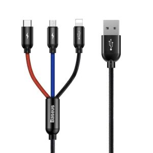Baseus 3 az 1-ben USB-C/Lightning/Micro USB Kábel - 0,3m 119429793 - Baseus