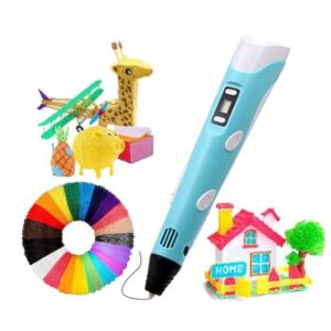 3D ceruza LCD kijelzővel, PLA filament 1,75 mm, Izzószál kellékekkel, 50 méter PLA, fehér/kék 119437718 - Ajándék toll