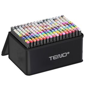 Комплект алкохолни маркери Teno 168 с чанта за носене, двоен връх, интензивни цветове - Маркер