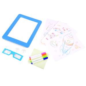 Tablă de desen cu lumină, ochelari 3D, markere și șabloane pentru copii - Table de scris si desenat