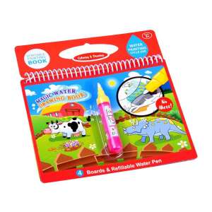 Vízfestő könyv állatokkal, 4 lap és újratölthető vizes toll, gyerekeknek - Kreatív játék