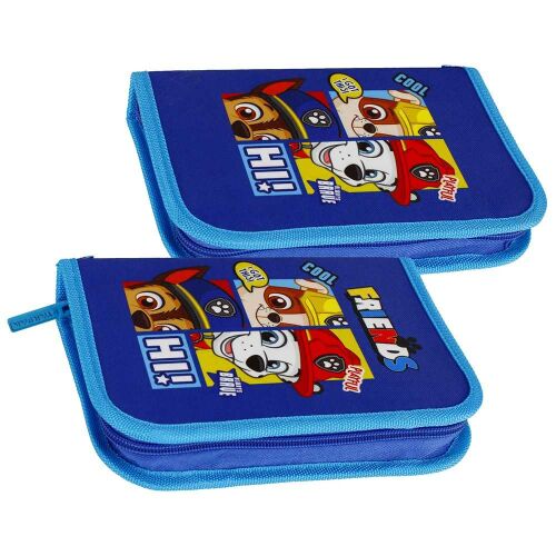 Mancs őrjárat tolltartó cipzárral, kék és piros színben, Chase, Marshall, Skye és Rubble szereplőkkel