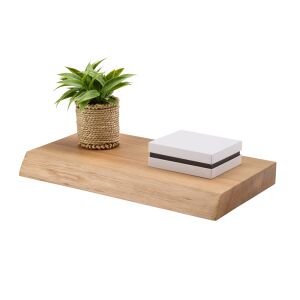 Raft suspendat REELKEN din stejar rustic cu plantă și decorațiune - Biblioteci și rafturi