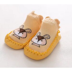 Csúszásgátlós babacipő, puha talpú babazokni - Sárga nyuszis-12 cm