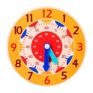 Fából készült óra gyermekeknek - Oktató- fejlesztő játék - Sárga