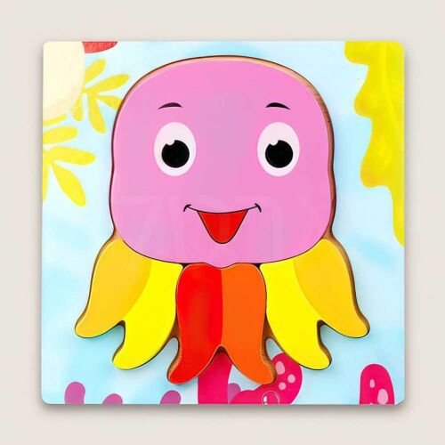 Fa puzzle szines polip  - kirakó 119522956