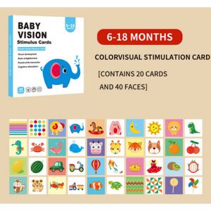 Vizuális észlelést fejlesztő képkártyák babáknak (6 - 18 hónap) - kontrasztos fekete-fehér és színes képek ( Baby Vision Stimulus Cards)