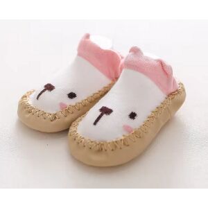 Csúszásgátlós babacipő, puha talpú babazokni - Fehér- rózsaszín macis -12 cm 119523174 - Puhatalpú cipő, kocsicipő