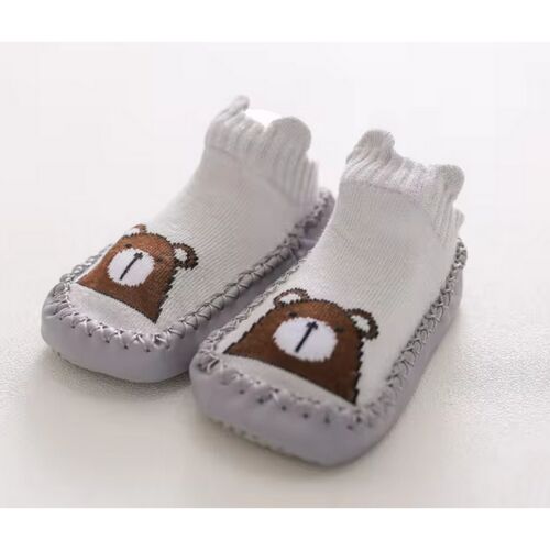 Csúszásgátlós babacipő, puha talpú babazokni - Szürke macis-14 cm 119523196