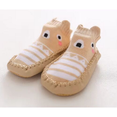 Csúszásgátlós babacipő, puha talpú babazokni - Barna fehér maci-14 cm 119523244