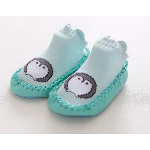 Csúszásgátlós babacipő, puha talpú babazokni - Türkiz pingvin-12 cm 119523234
