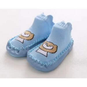 Csúszásgátlós babacipő, puha talpú babazokni - Kék maci-12 cm