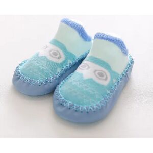 Csúszásgátlós babacipő, puha talpú babazokni - Kék bagoly-13 cm