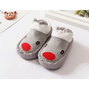 Csúszásgátlós babacipő, puha talpú babazokni - Szürke piros orr-14 cm 119523301 - Puhatalpú cipő, kocsicipő