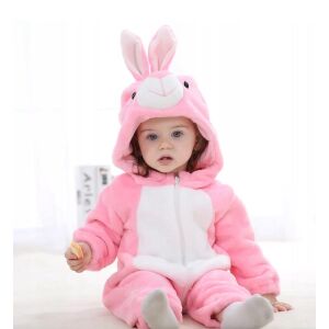 Állatos kezeslábas babáknak télre - Nyuszi - 100 cm