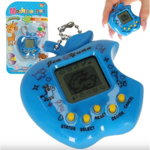 Kék alma formájú Tamagotchi elektronikus kulcstartó játék