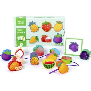 Fa fűzőcskés fejlesztőjáték, mintakövetési lehetőséggel(Qiyi) - Gyümölcsök