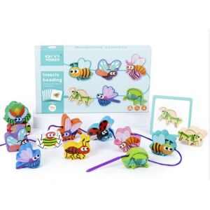 Fa fűzőcskés fejlesztőjáték, mintakövetési lehetőséggel (Qiyi) - Rovarok