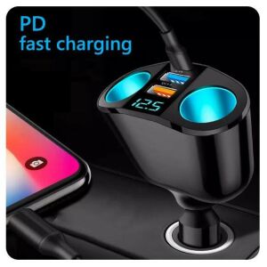 13115 QC3024 Prémium autós töltő 2 USB porttal + 2 szivargyújtó + PD 119544928 - Autós töltő