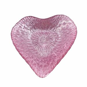 Glasteller, herzförmig, 15 cm, rosa mit Glitzer 119545179 - Teller