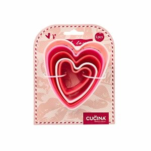 Set 5 forme, inimioare, pentru prăjituri, culoarea roz, diferite mărimi 119545184 - Tăietoare pentru biscuiți