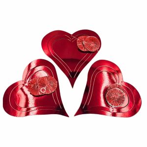 Set mit 3 herzförmigen Hängedekorationen, 60 cm