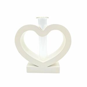 Herzförmige Stütze/Dekoration mit Glasrohr, MDF, 15x12 cm