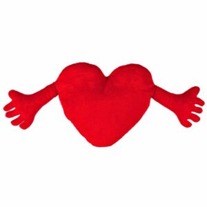 Piros plüss szív alakú párna karokkal, 70 cm - Díszpárna