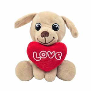 Плюшена играчка кученце със сърце кремав цвят 15 см 119545209 - Изкуства и хобита