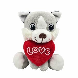 Плюшена играчка кученце със сърце цвят сив 15 см 119545214 - Изкуства и хобита