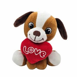 Pluszowa zabawka, szczeniak z sercem, kolor brązowy, 15 cm