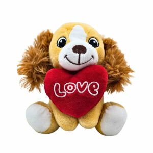 Pluszowa zabawka, szczeniak z sercem, kolor łososiowy, 15 cm