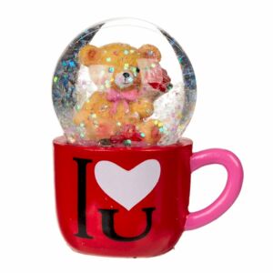 Mini-Deko-Globus, Teddybär voller Liebe in einer Tasche, 7x6 cm