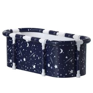 Prémium összecsukható fürdőkád gyerekeknek, felnőtteknek, családi, hordozható, hideg-meleg vízre alkalmas, SPA kezelési szerepkör, 120 cm x 55 cm, kék