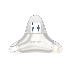 Astrum AA220 Cititor de carduri E-Disk 3 în 1 Lightning cu 8 pini / microUSB / USB 3.0 până la 256 GB, licență MFI, Android/IOS 119551867 - Cititoare de carduri USB-C
