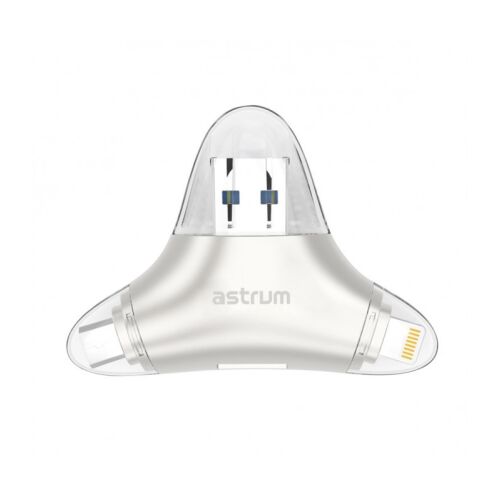Astrum AA220 Cititor de carduri E-Disk 3 în 1 Lightning cu 8 pini / microUSB / USB 3.0 până la 256 GB, licență MFI, Android/IOS 119551867